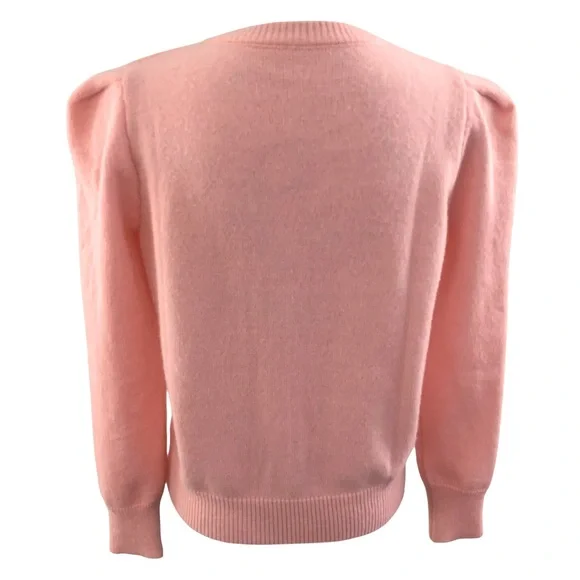 NEW Elegant Decorative Gold and Pearl Button Front Cardigan Sweater Light Pink S - Picture 6 of 9